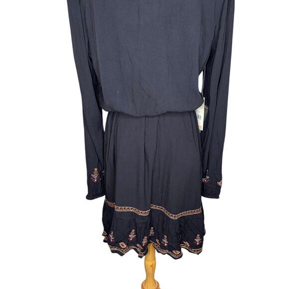 NWT Idyllwind Black Hurst Western Long Sleeve Midi V Neck Dress Size Large - Picture 8 of 12